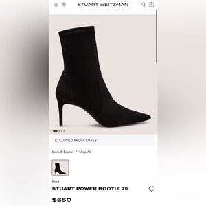 Stuart Weitzman Black Suede Power Bootie